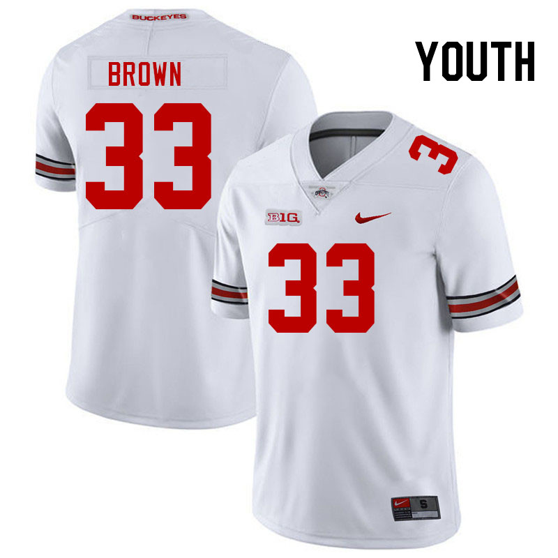 Youth #33 Devin Brown Ohio State Buckeyes College Football Jerseys Stitched-White